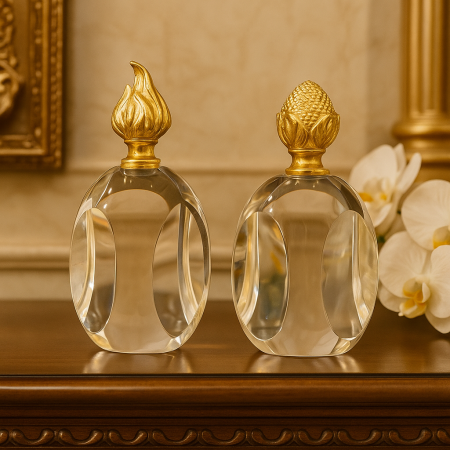 طقم 2 قطعة كريستال مع ذهبي